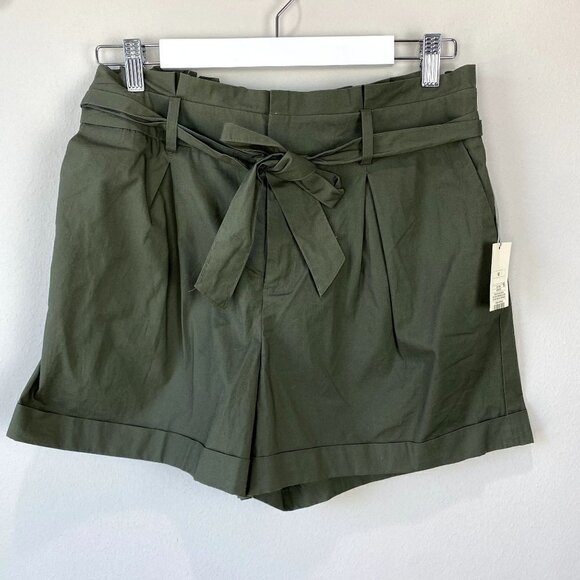 A New Day High Rise Paperbag Shorts Olive NWT M - Picture 1 of 7